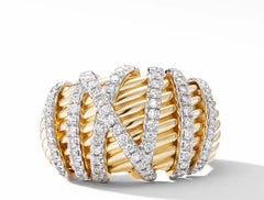 David Yurman Helena Dome Ring in 18K Yellow Gold with Diamonds