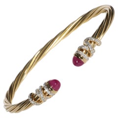David Yurman Helena Ruby Diamond Bracelet in 18 Karat Yellow Gold 0.42 Carat