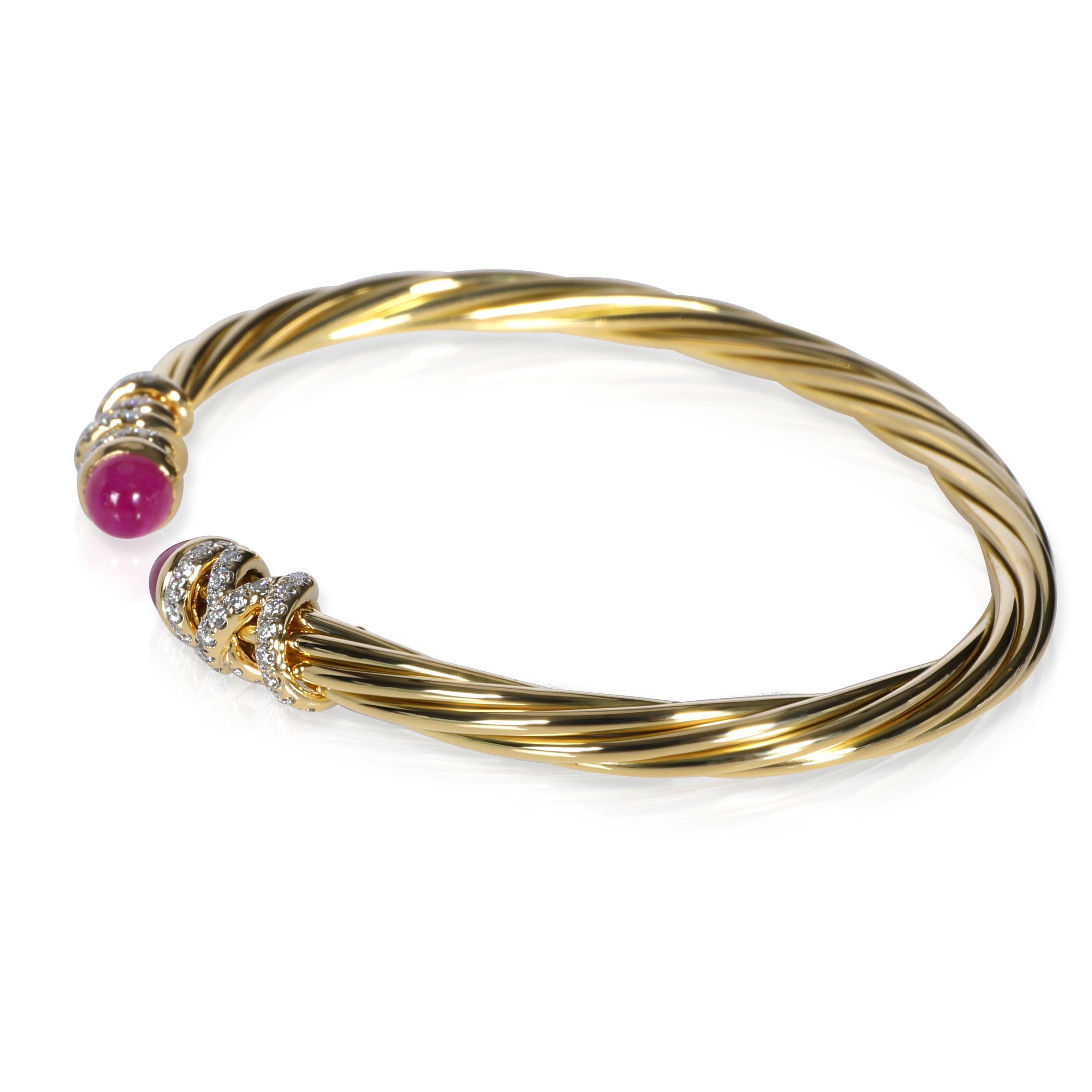 David Yurman Helena Ruby Diamond Bracelet in 18 Karat Yellow Gold 0.42 Carat In Excellent Condition In New York, NY
