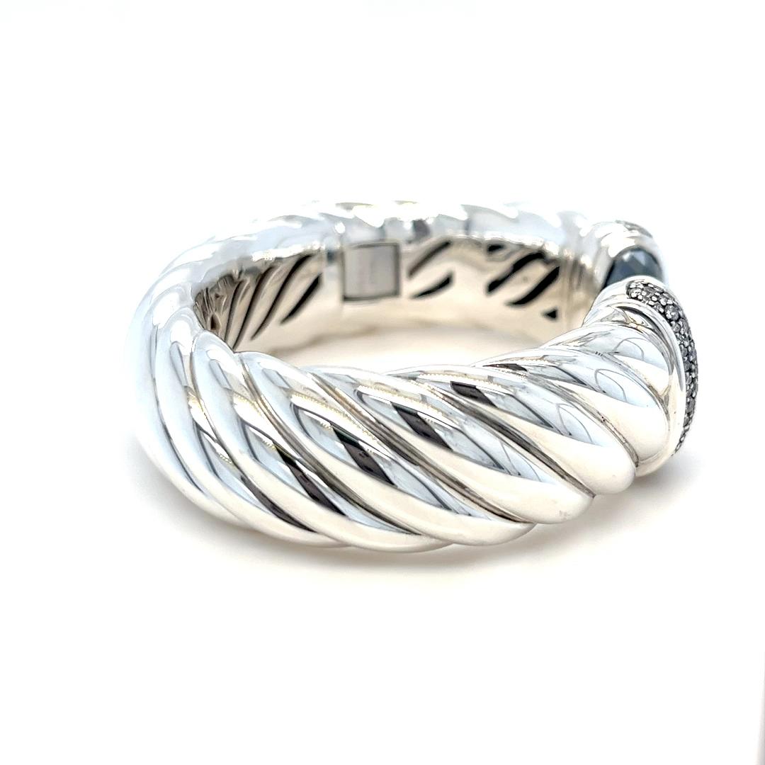 Mezzaluna David Yurman Bracciale con cerniera in ematite e diamanti in vendita