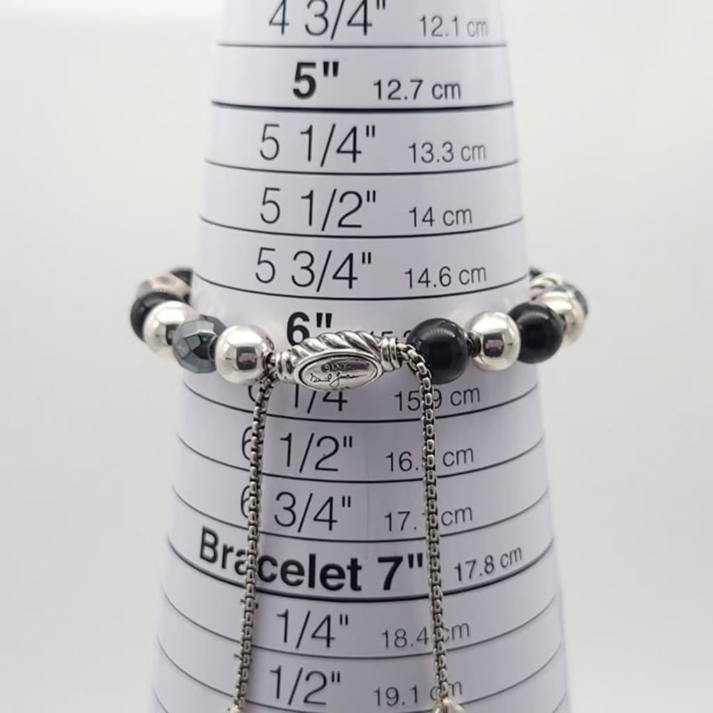David Yurman Hematite Black Onyx & Sterling Silver Beaded Bracelet Excellent état - En vente à New York, NY