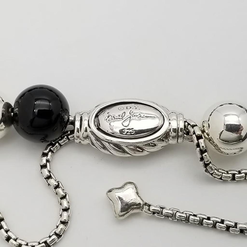 David Yurman Hematite Black Onyx & Sterling Silver Beaded Bracelet Pour femmes en vente