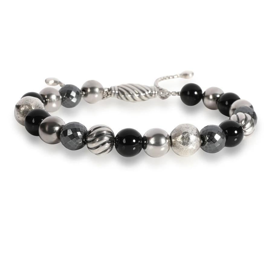 David Yurman Hematite Black Onyx & Sterling Silver Beaded Bracelet en vente 2