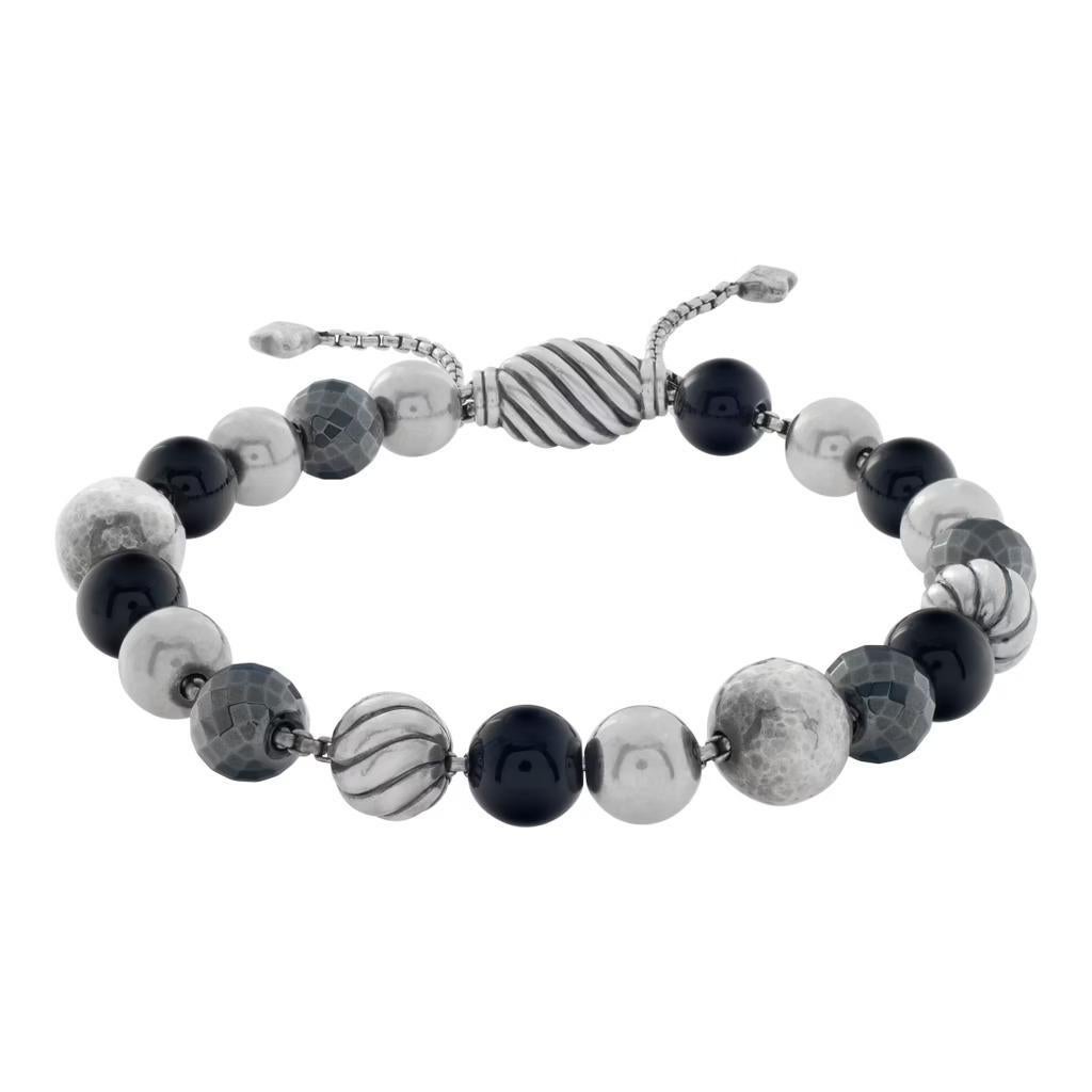 David Yurman Hematite Black Onyx & Sterling Silver Beaded Bracelet en vente 3