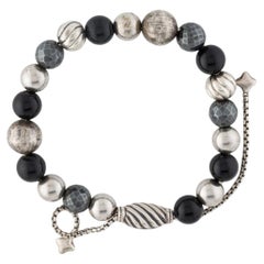 David Yurman Bracciale di ematite, onice nero e argento sterling con perline