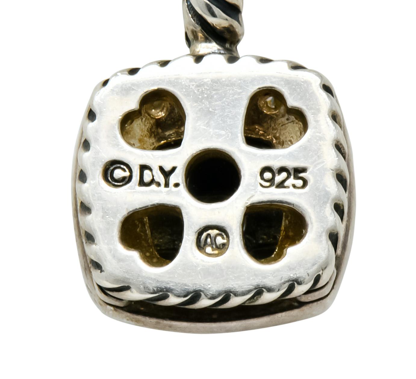 Women's or Men's David Yurman Hematite Diamond Sterling Silver Petite Albion Pendant Necklace