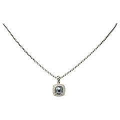 David Yurman Hematite Diamond Sterling Silver Petite Albion Pendant Necklace