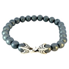 David Yurman, bracelet de perles de prière en hématite de 8 pouces et argent sterling de 8 mm