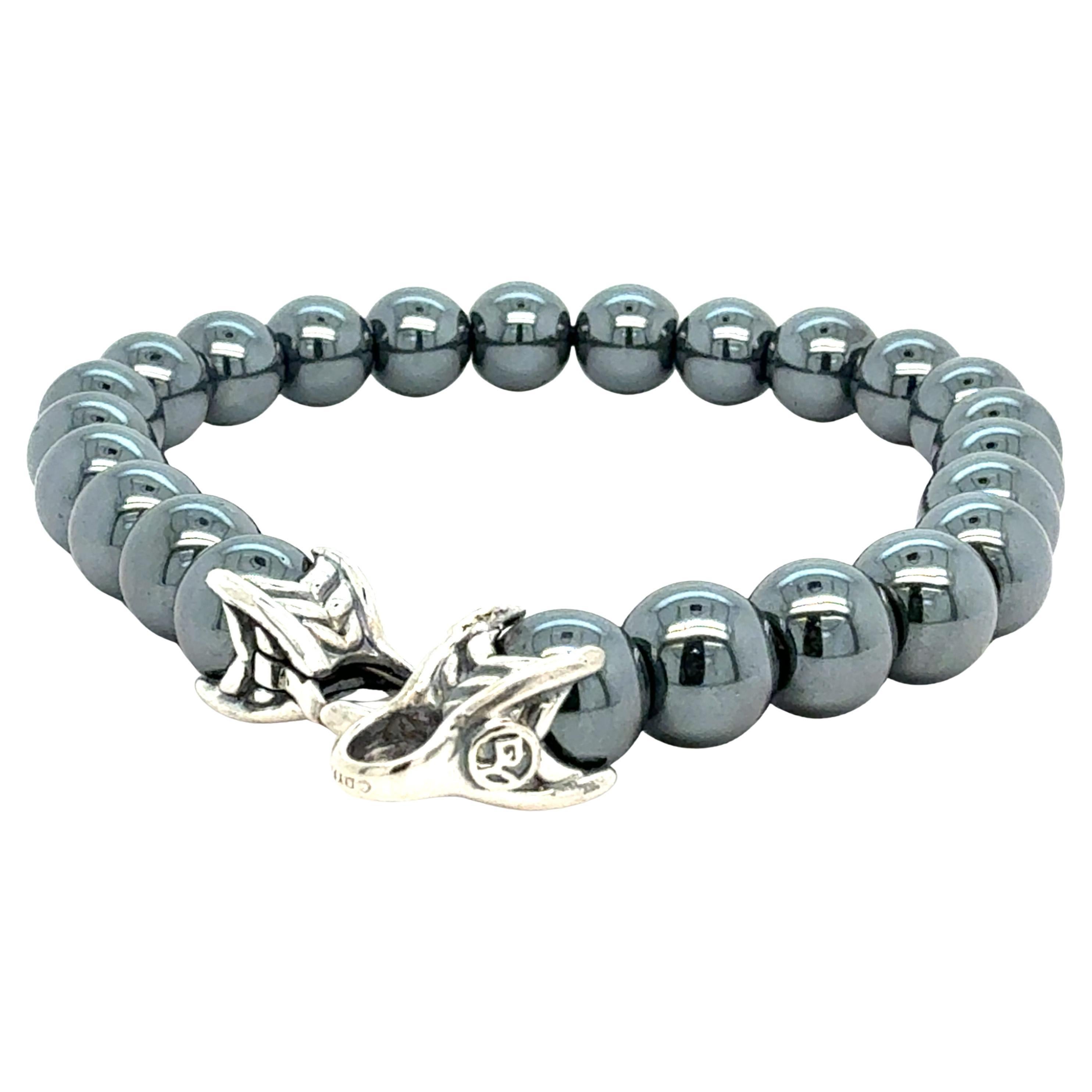 David Yurman Pulsera de cuentas espirituales de hematites 8" 8 mm Plata de ley Estate