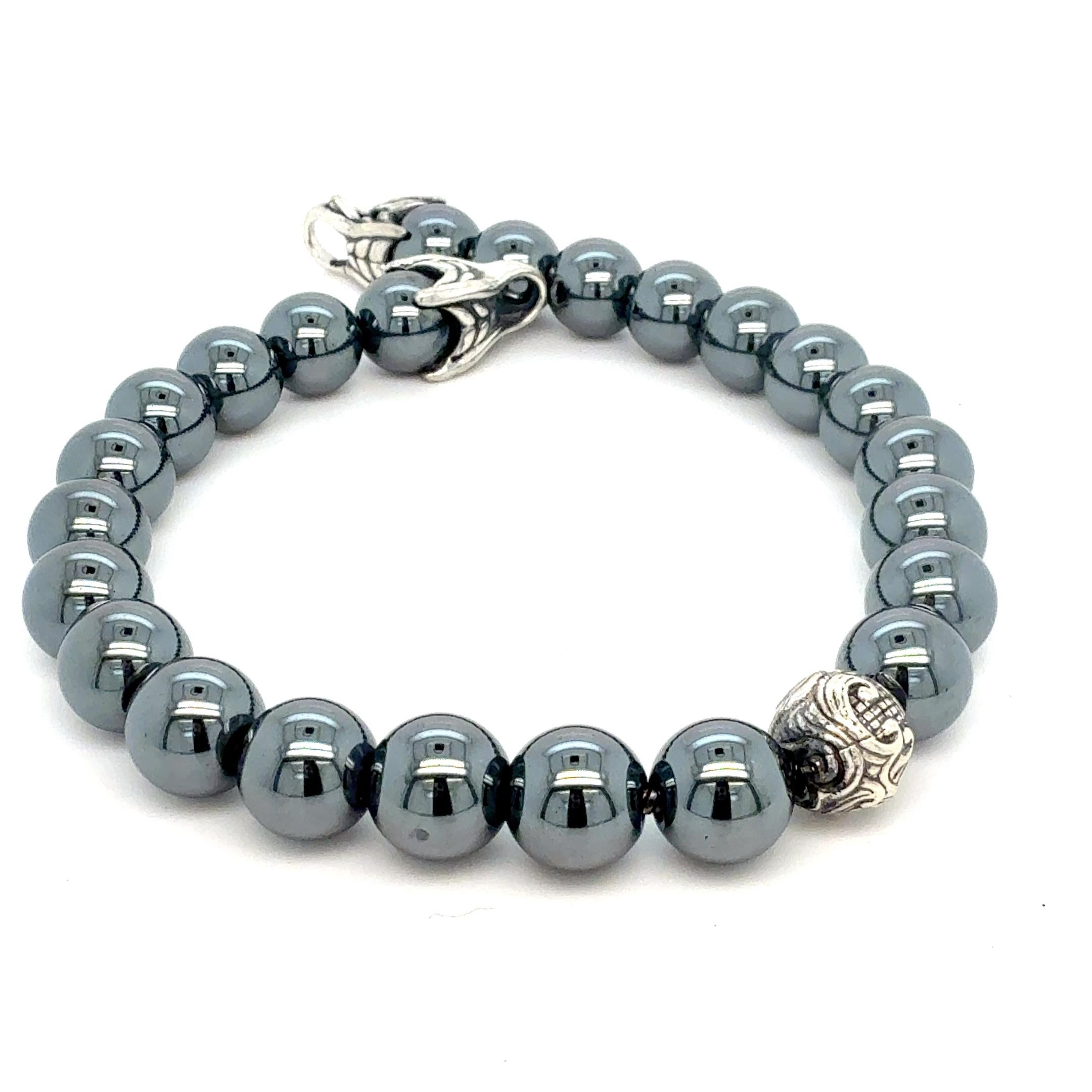 Round Cut David Yurman Hematite Spiritual Beads Bracelet 8.5