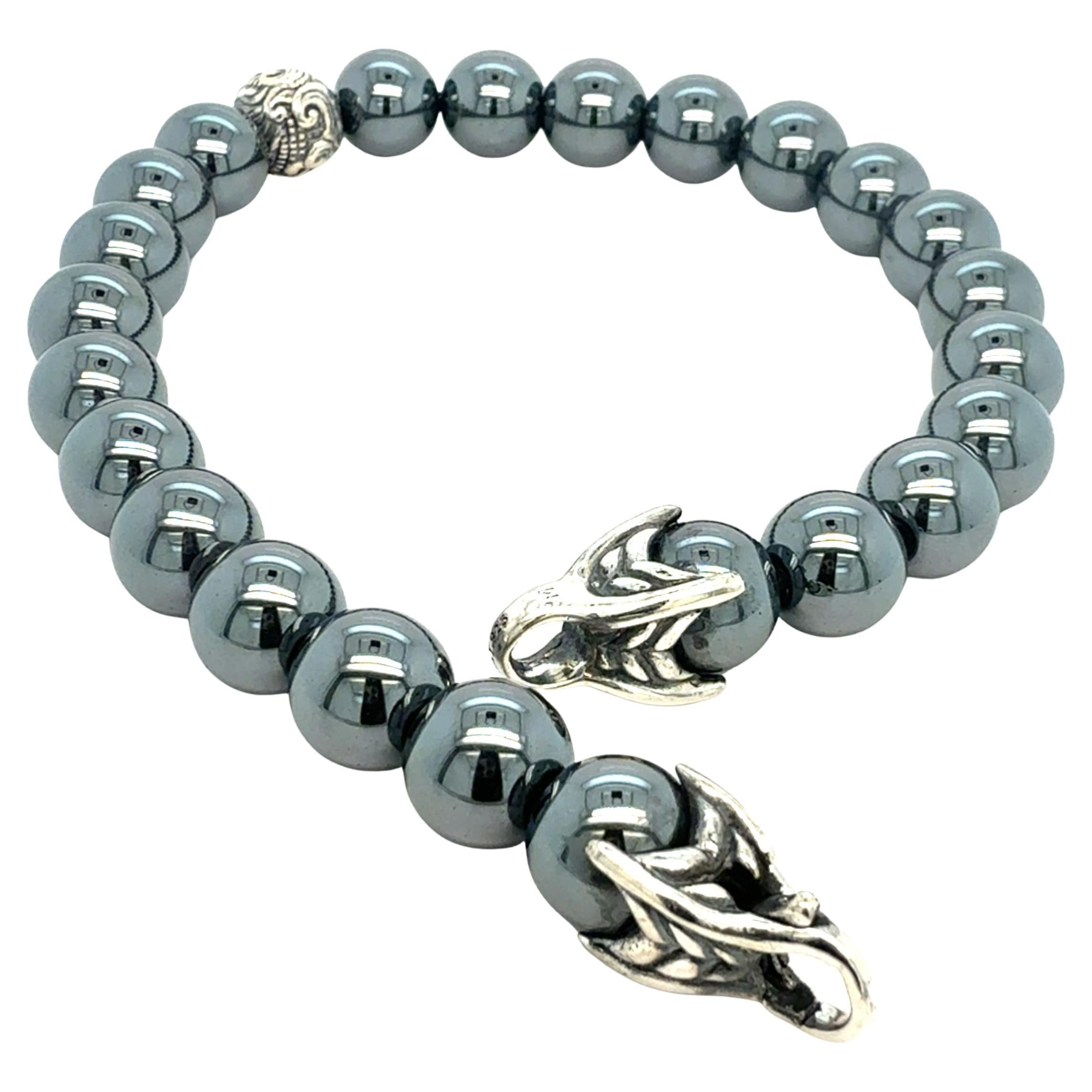 David Yurman Hematite Spiritual Beads Bracelet 8.5" 8 mm Silver Estate