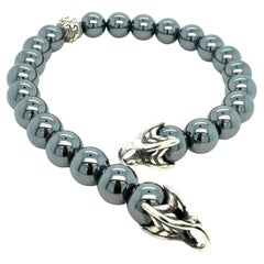 David Yurman Hematite Spiritual Beads Bracelet 8.5" 8 mm Silver Estate