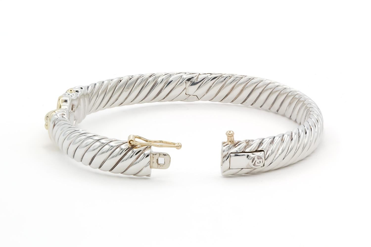 Armreif mit Scharnier und Kabelschnalle aus Sterlingsilber von David Yurman aus 18 Karat Gelbgold 1