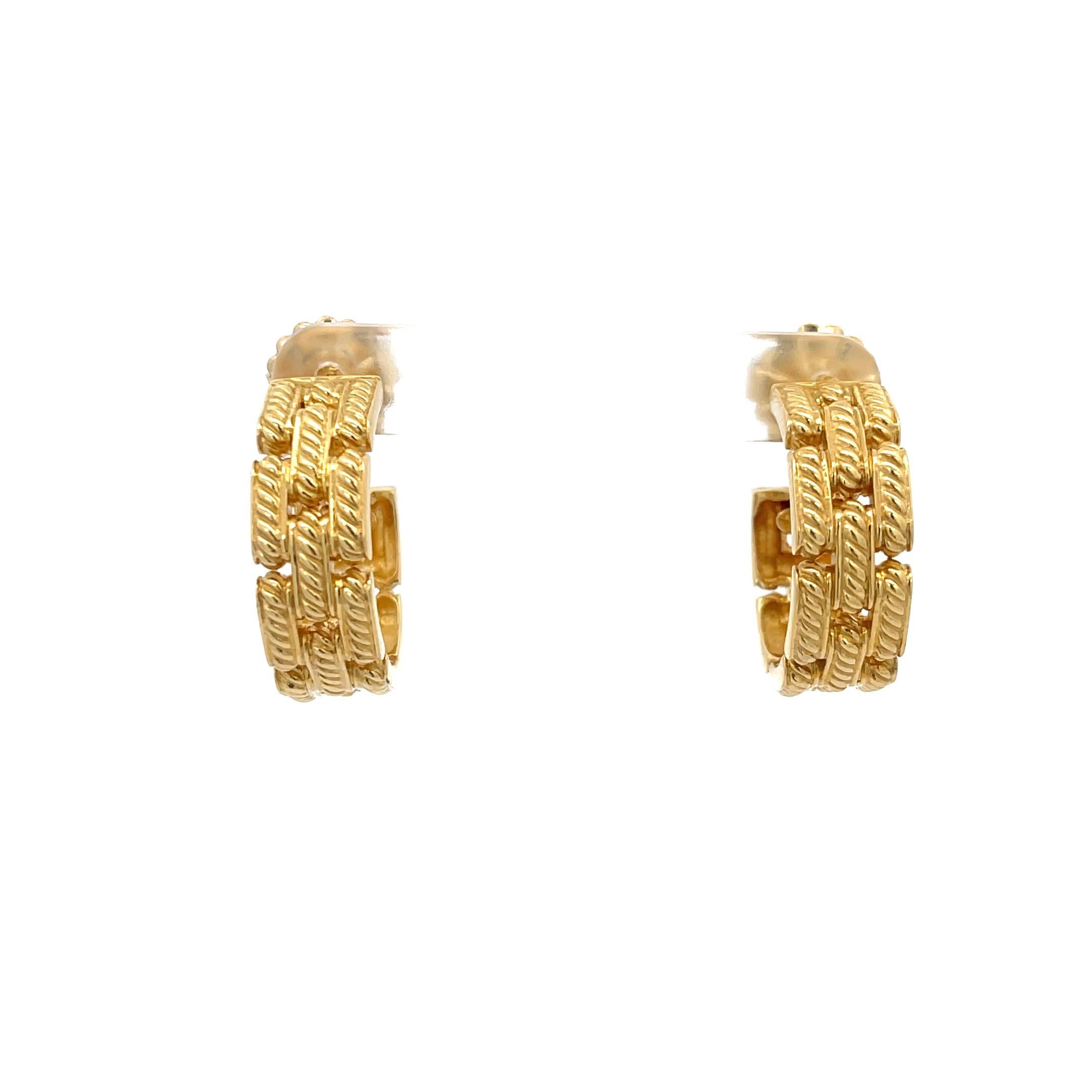 Women's David Yurman Hoop Earrings 18k Yellow Gold For Sale