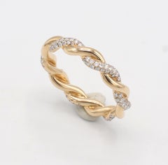 David Yurman Infinity 18 Karat Rose Gold & Natural Diamond Crossover Band Ring