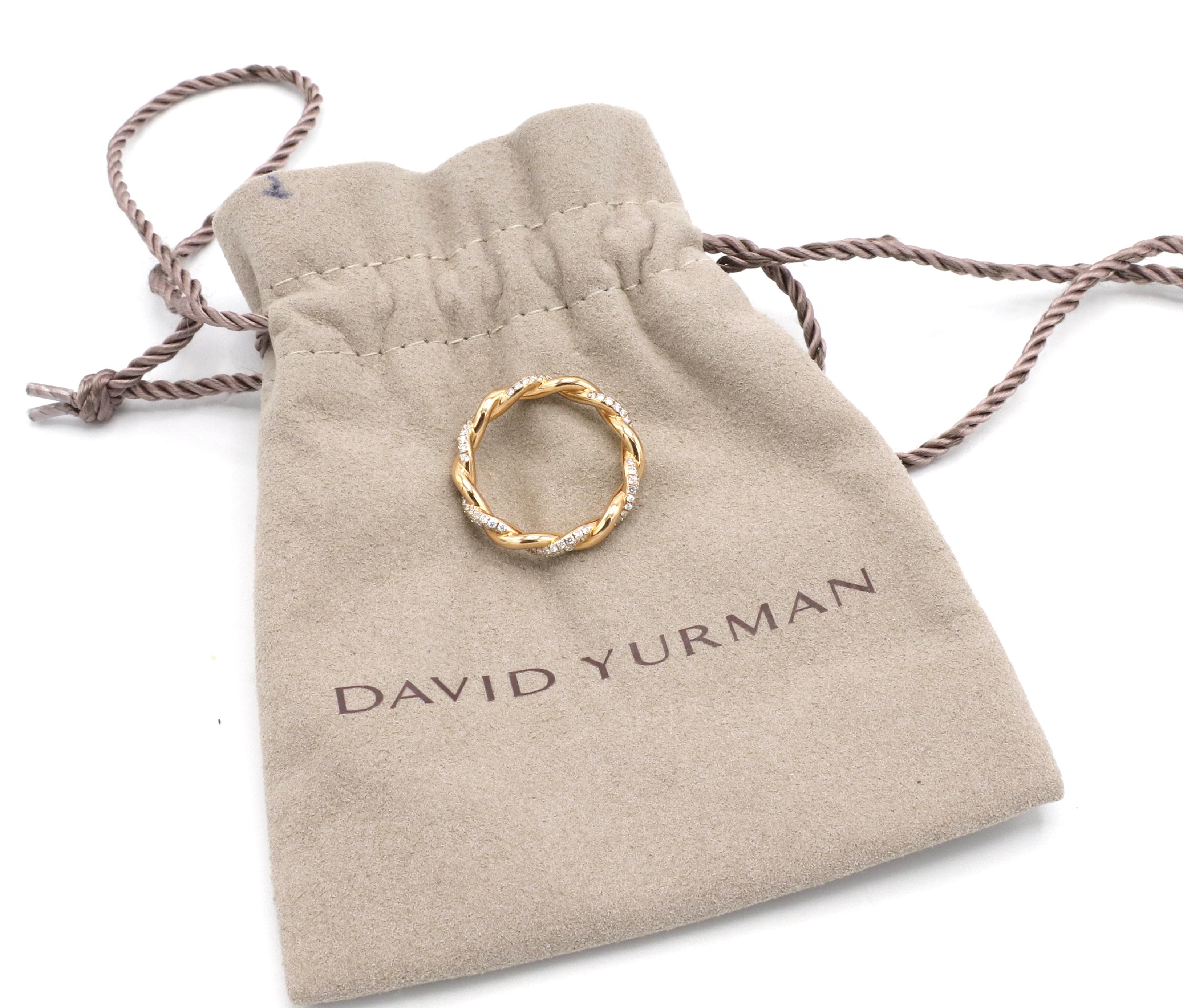 Modern David Yurman Infinity 18 Karat Rose Gold & Natural Diamond Crossover Band Ring 