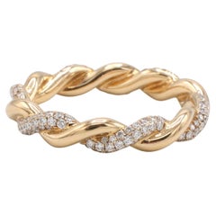 David Yurman Infinity 18 Karat Rose Gold & Natural Diamond Crossover Band Ring 