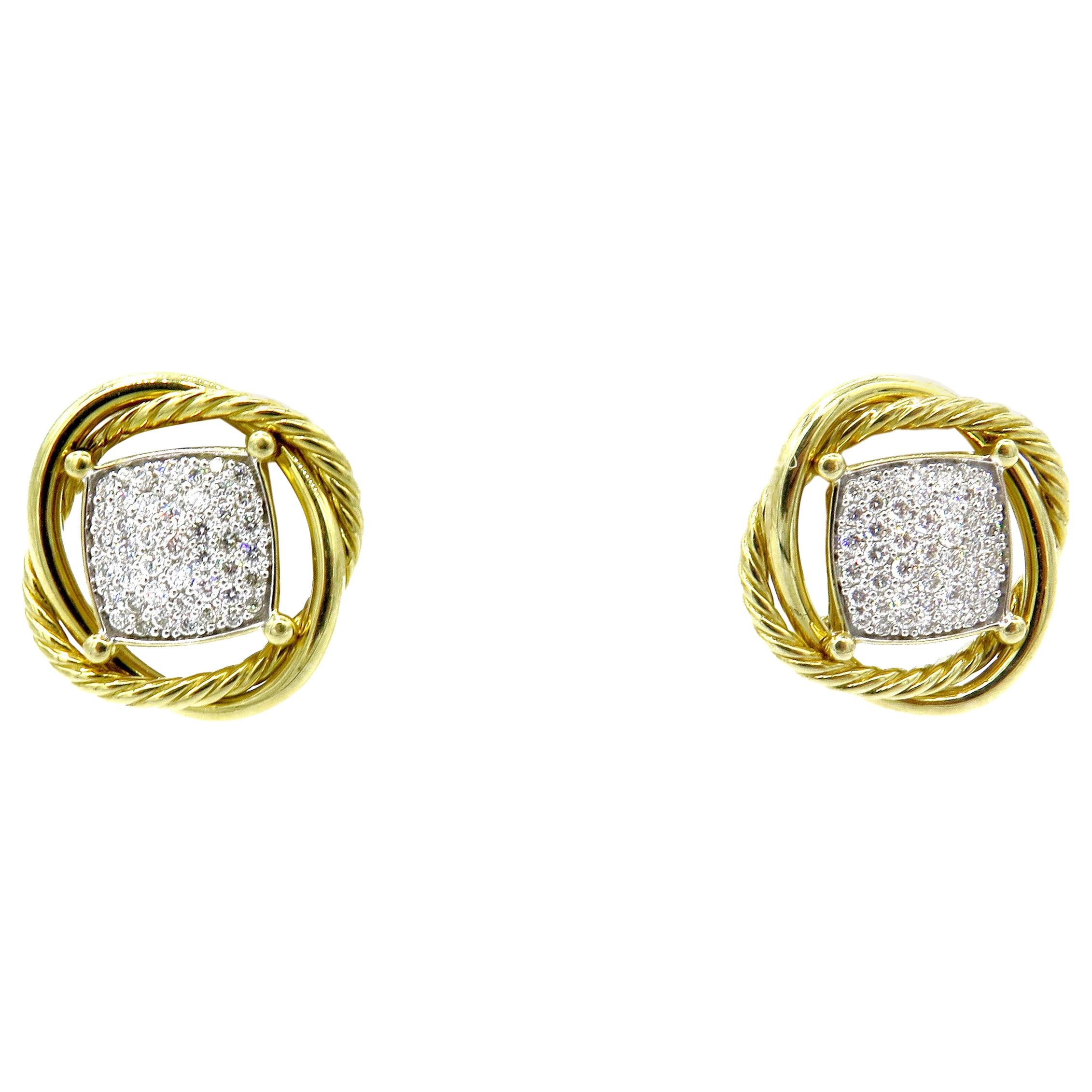 David Yurman Infinity Crossover Pave Diamonds Earrings
