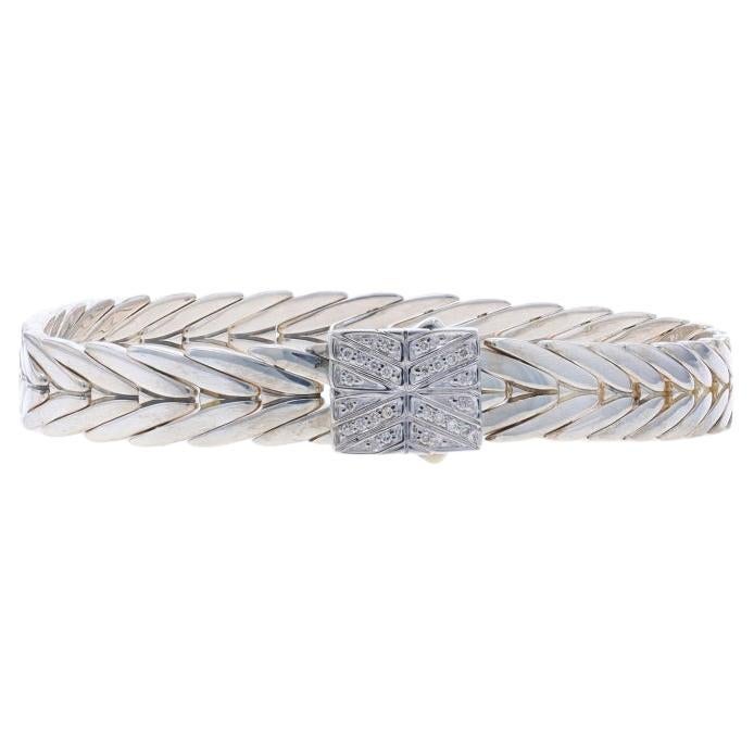 David Yurman Infinity Diamond Bangle Bracelet 6 1/4" 925 Round Brilliant For Sale