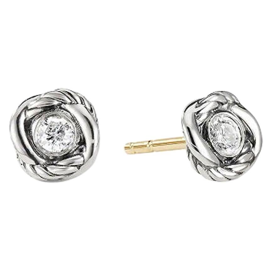 David Yurman Infinity Earring with Diamonds in Sterling Silver E09689 SSADI For Sale