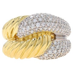 David Yurman Infinity Knot Diamond Band Yellow Gold 18k Rnd .84ctw Cluster Ring
