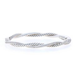 David Yurman Infinity Petite Hinged Bangle Diamond Bracelet 6" - 925 Rnd .43ctw