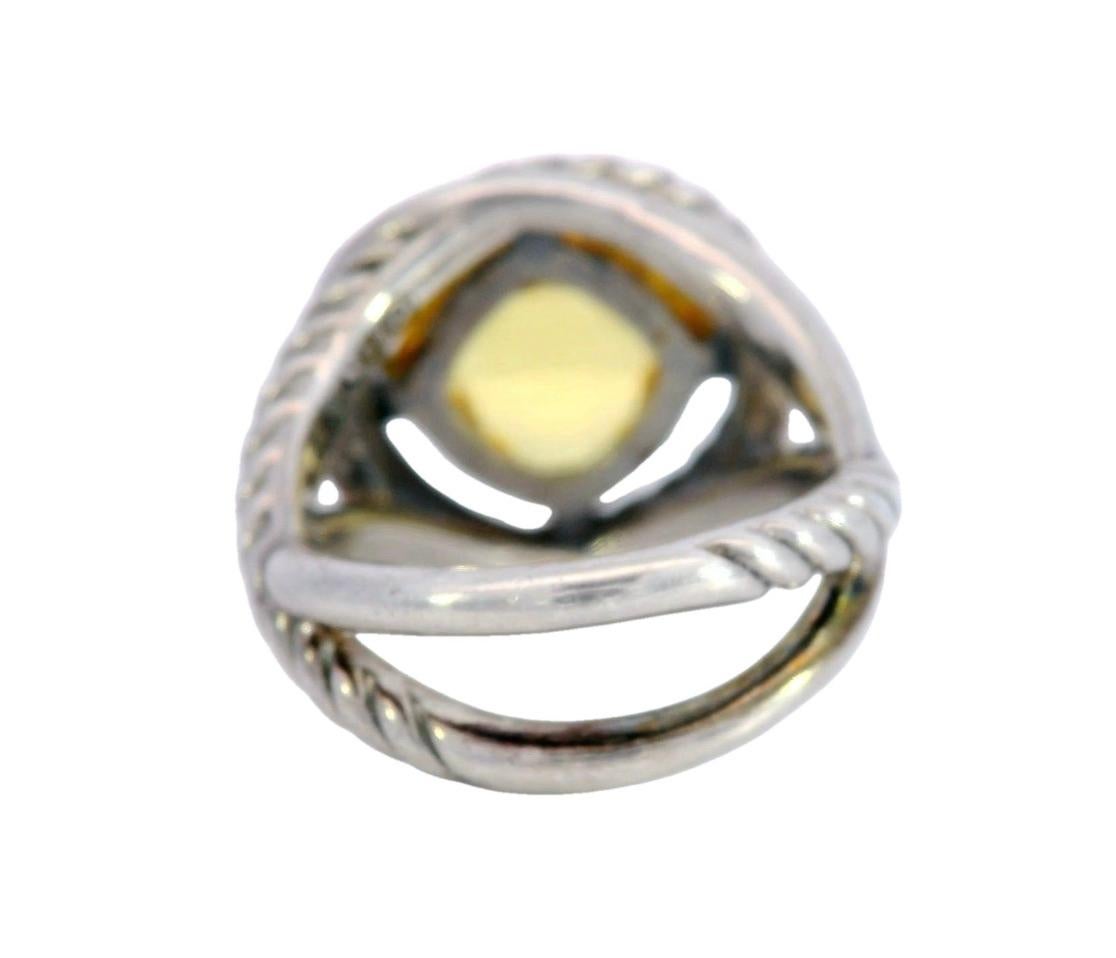 David Yurman Infinity Ring with Lemon Citrine Made in Sterling Silver In Good Condition For Sale In Fairfield, CT