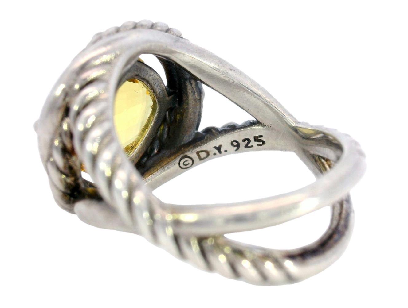 Women's David Yurman Infinity Ring with Lemon Citrine Made in Sterling Silver For Sale