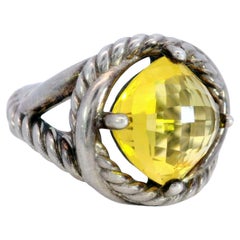 David Yurman Infinity Ring with Lemon Citrine Made in Sterling Silver