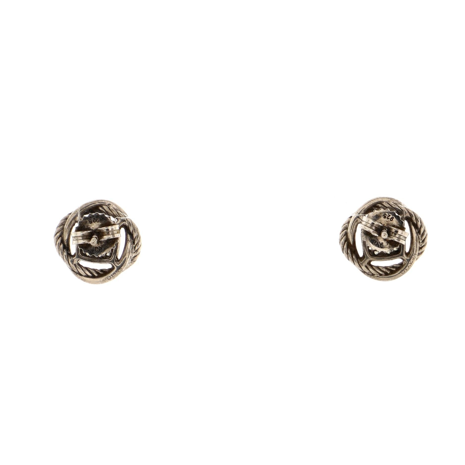 Women's David Yurman Infinity Stud Earrings Sterling Silver and Pave Diamonds