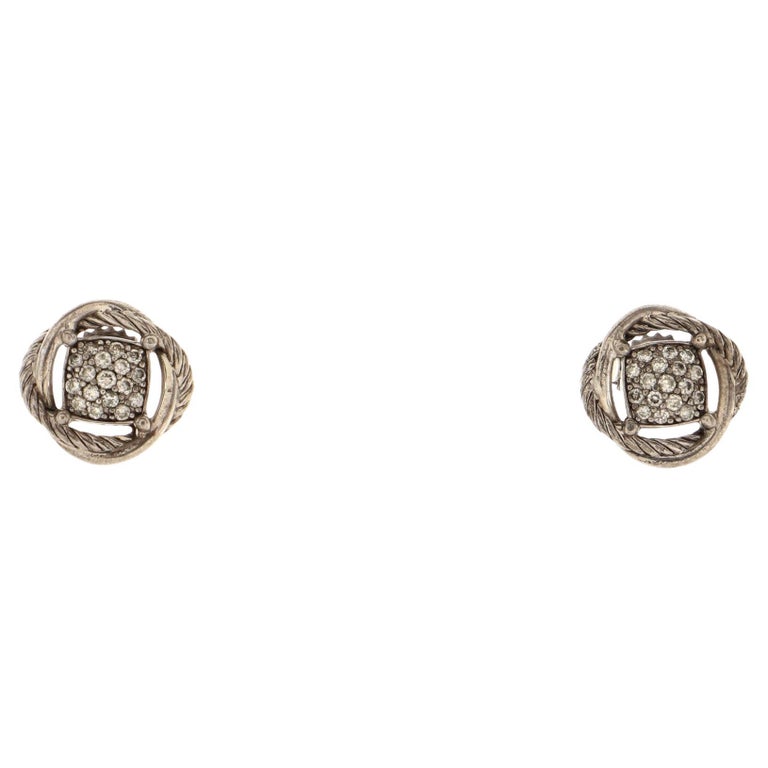 David Yurman Infinity Stud Earrings Sterling Silver and Pave Diamonds ...