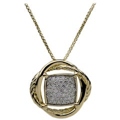 David Yurman Infinity Yellow Gold 0.46 Carat Round Diamond Necklace