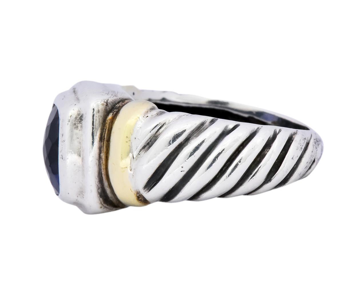 Modern David Yurman Iolite Sterling Silver 14 Karat Gold Noblesse Ring