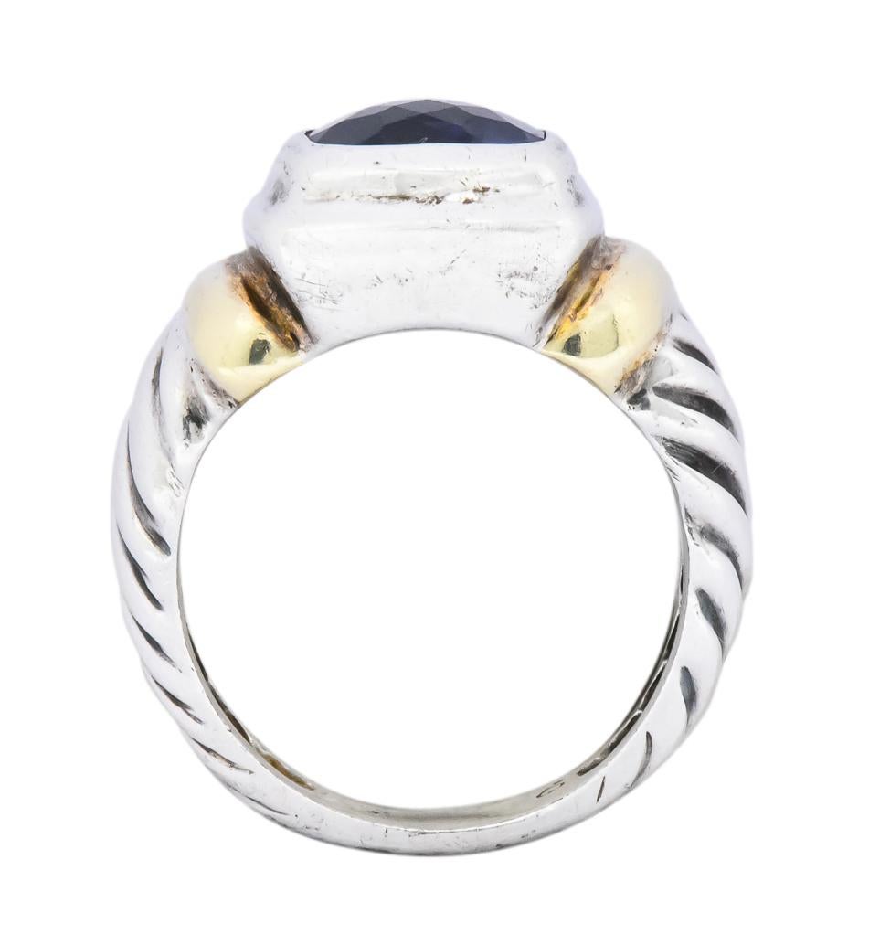 Women's or Men's David Yurman Iolite Sterling Silver 14 Karat Gold Noblesse Ring