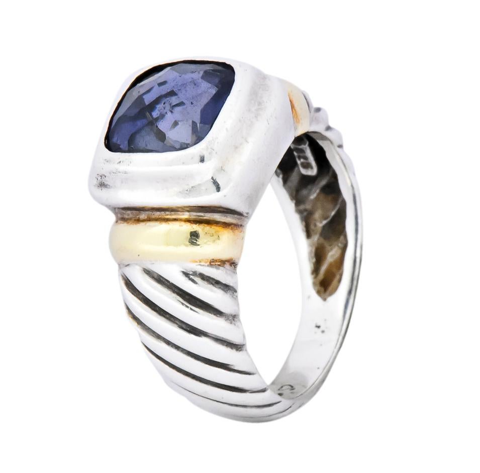 David Yurman Iolite Sterling Silver 14 Karat Gold Noblesse Ring 1