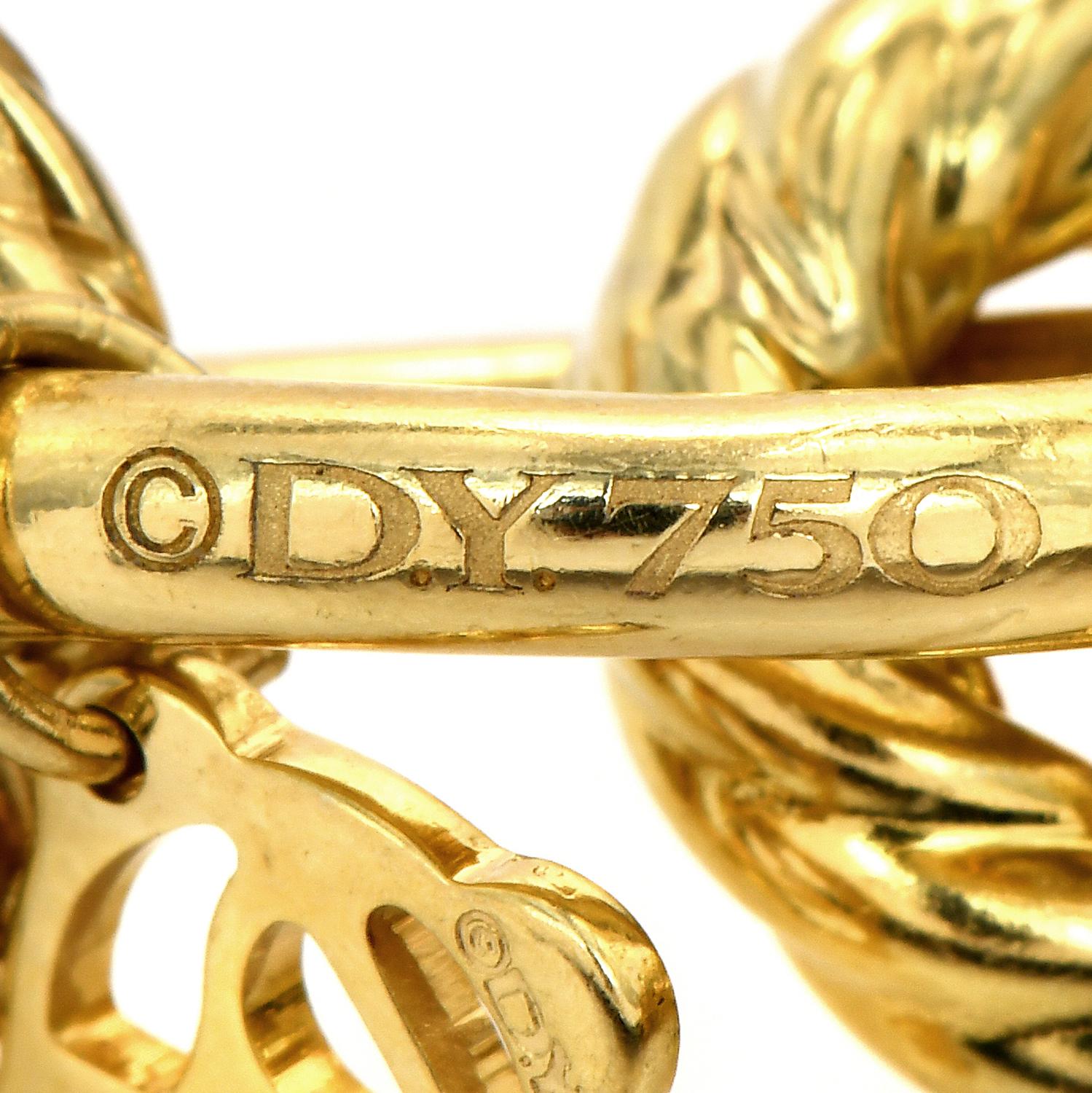 David Yurman Italian Diamond Ruby 18K Yellow Gold Link Charm Bracelet In Excellent Condition For Sale In Miami, FL