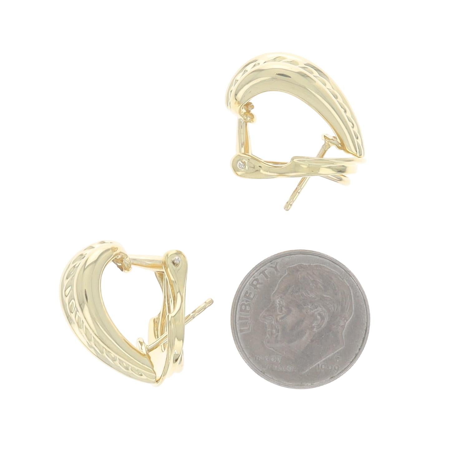 David Yurman - Orecchini a cerchio a J in oro giallo 18k conici e forati in vendita 1