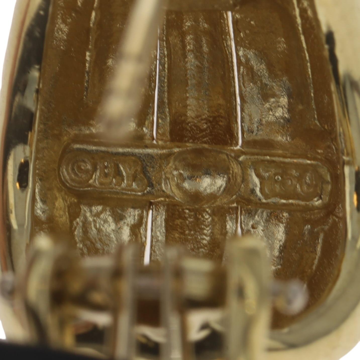 David Yurman - Orecchini a cerchio a J in oro giallo 18k conici e forati in vendita 2