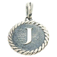 David Yurman J Initial Amulet Pendant Sterling Silver Estate