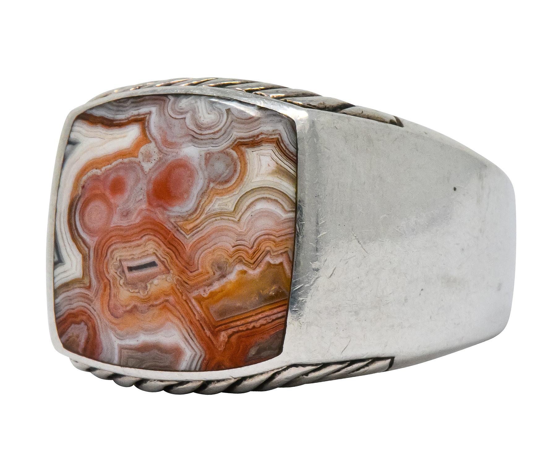 Contemporary David Yurman Jasper Ring Sterling Silver Men's Exotic Stone Ring