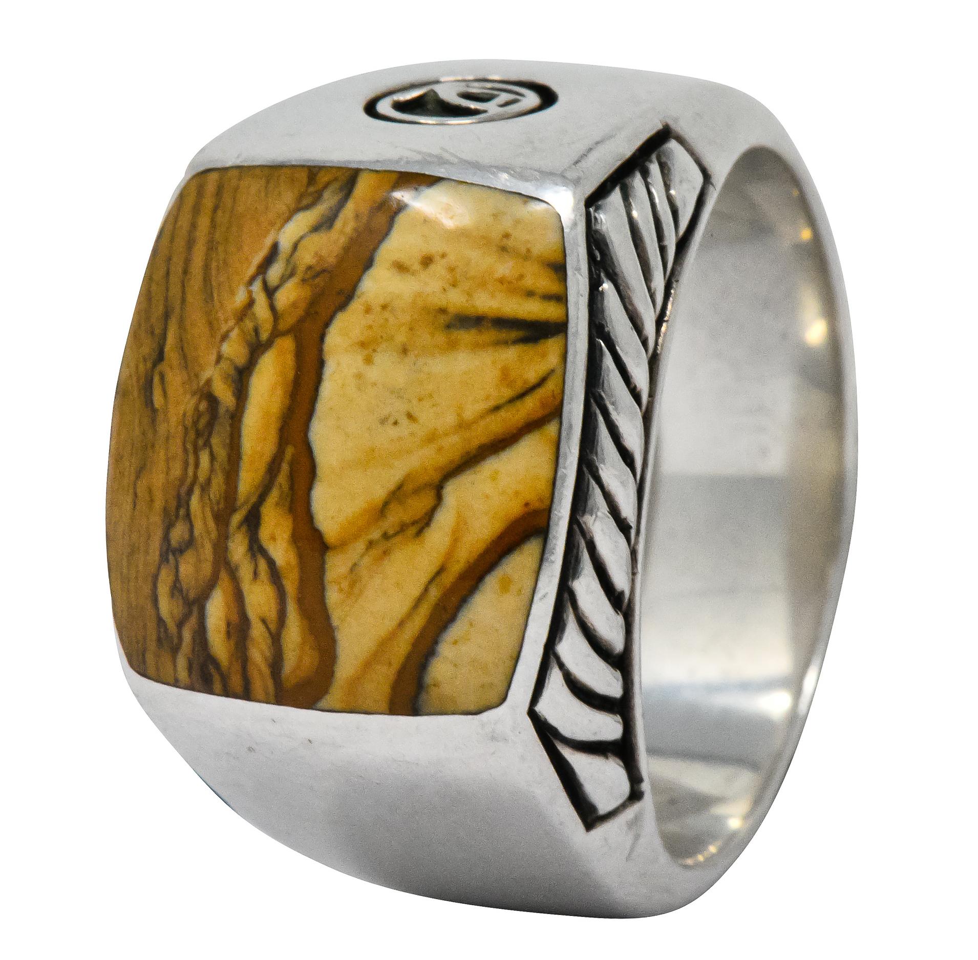 Women's or Men's David Yurman Jasper Sterling Silver Men's Exotic Stone Ring