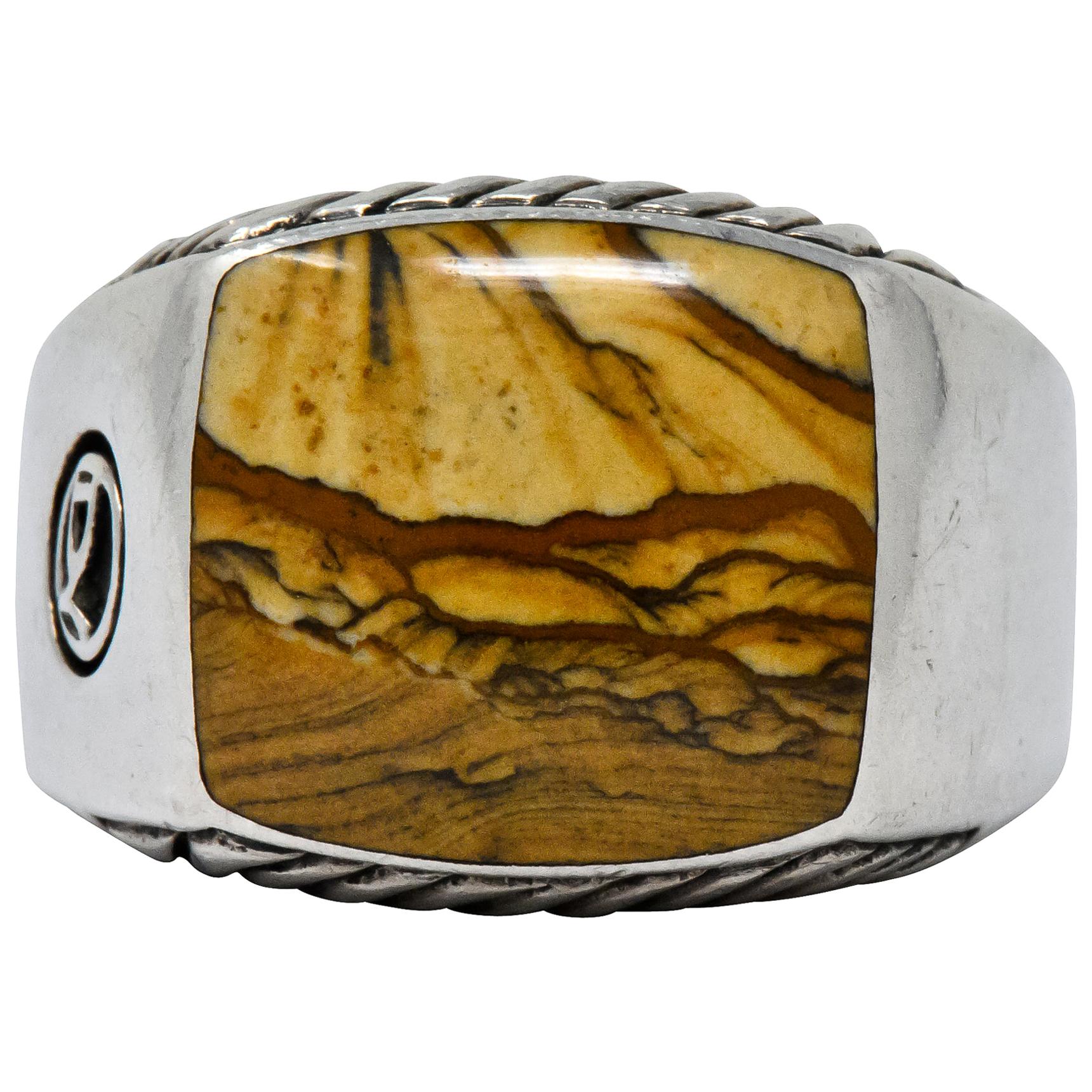 David Yurman Jasper Sterling Silver Men's Exotic Stone Ring