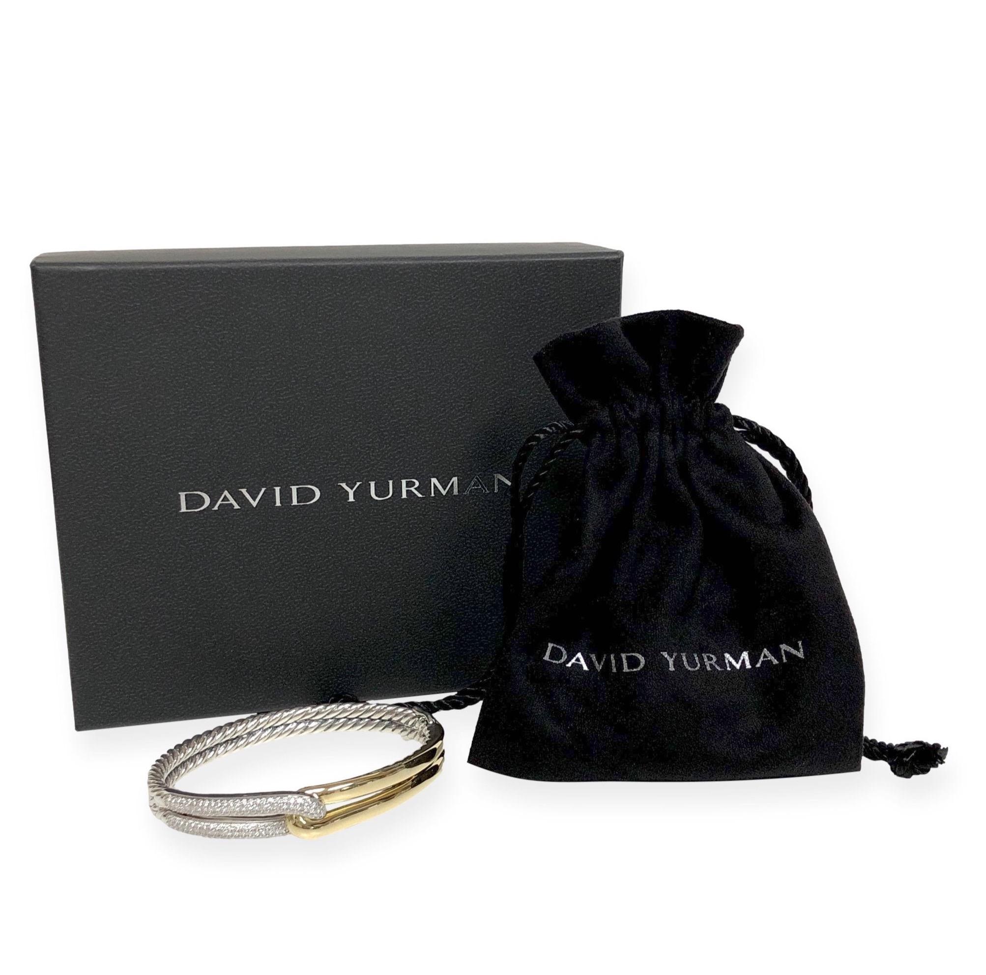 David Yurman Labyrinth 18K Yellow Gold Single Loop Paved Diamond Bracelet For Sale 1