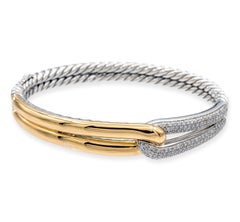 David Yurman Labyrinth 18K Yellow Gold Single Loop Paved Diamond Bracelet