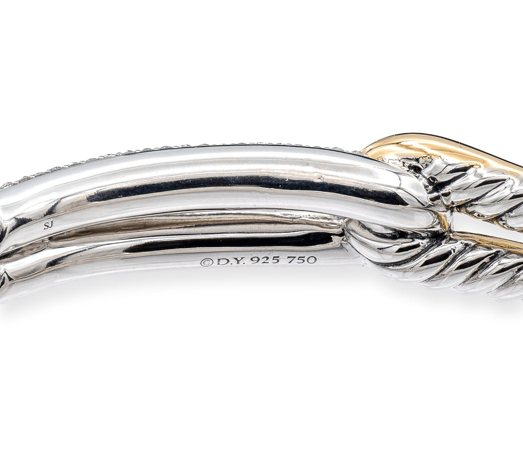 David Yurman: 18 Karat Gelbgold Labyrinth-Diamantarmband mit einem Schleifenadel Damen im Angebot