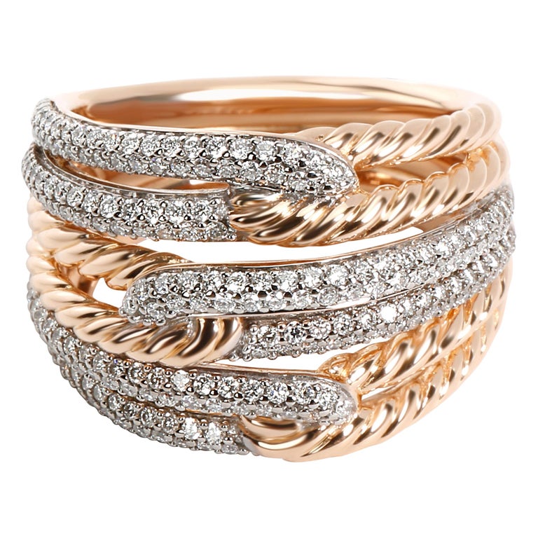 David Yurman Labyrinth Diamond Ring in 18 Karat 2-Tone Gold 0.87 Carat ...