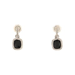 David Yurman Labyrinth Drop Earrings Sterling Silver with Onyx and Diamonds