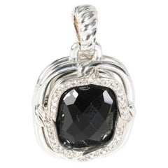 David Yurman Labyrinth Onyx Diamond Pendant in Sterling Silver 0.41 CTW