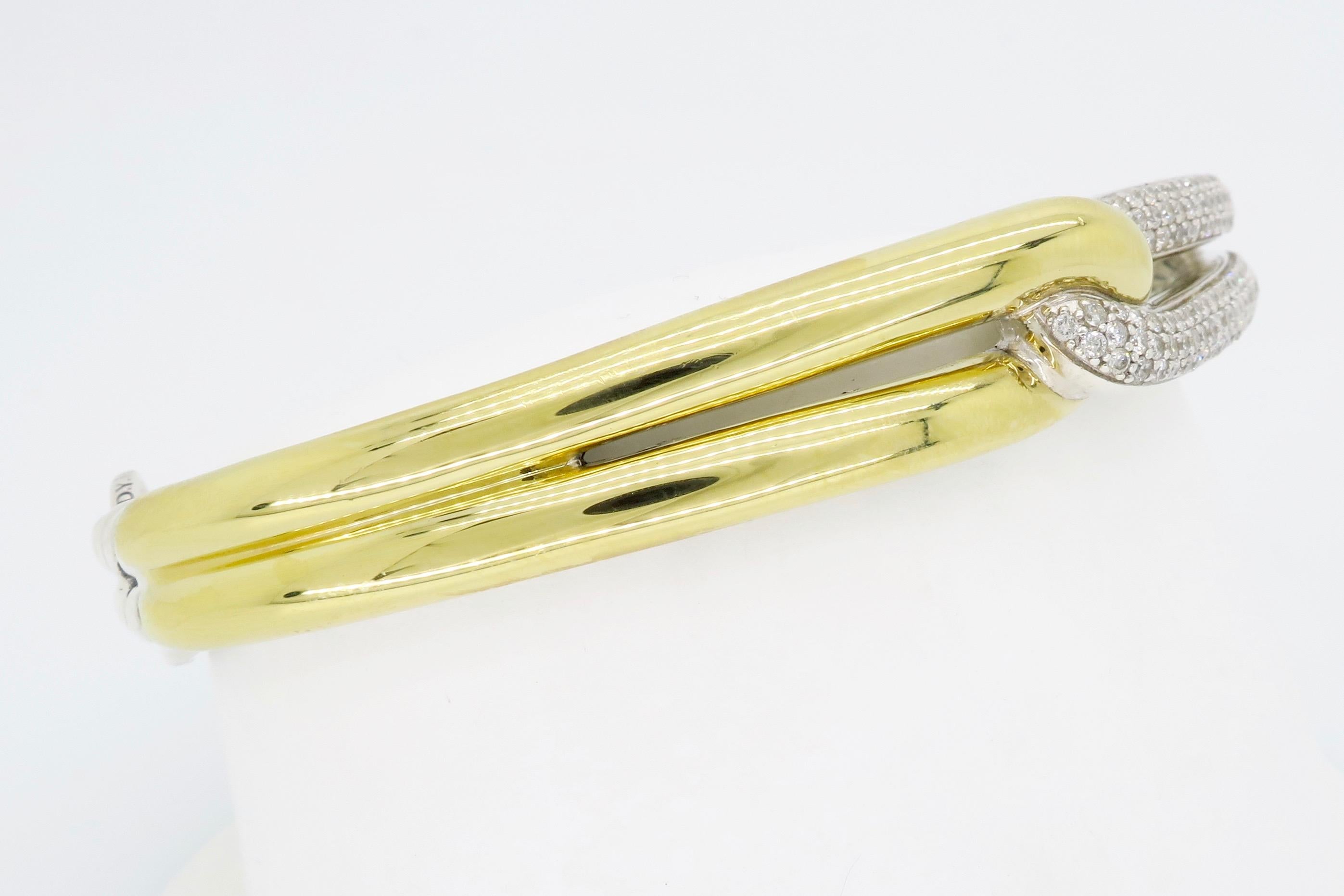 David Yurman Labyrinth Single Loop 18 Karat Gold Diamond Bracelet In Excellent Condition In Webster, NY