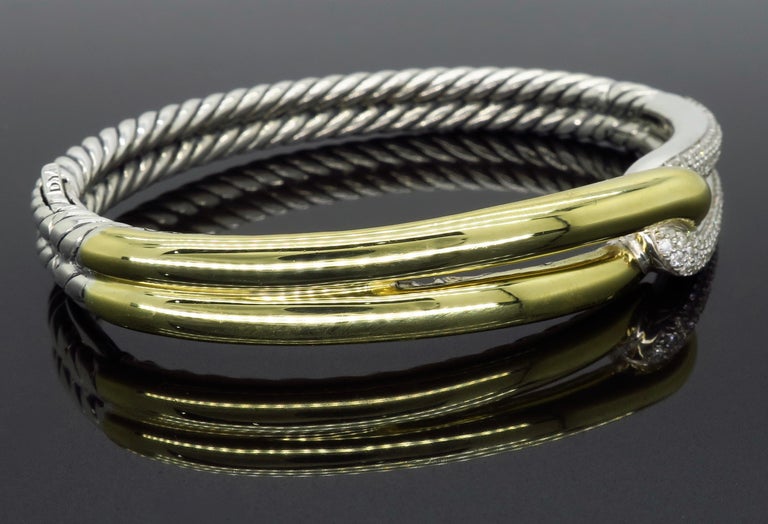 David Yurman Labyrinth Single Loop 18 Karat Gold Diamond Bracelet at 1stDibs